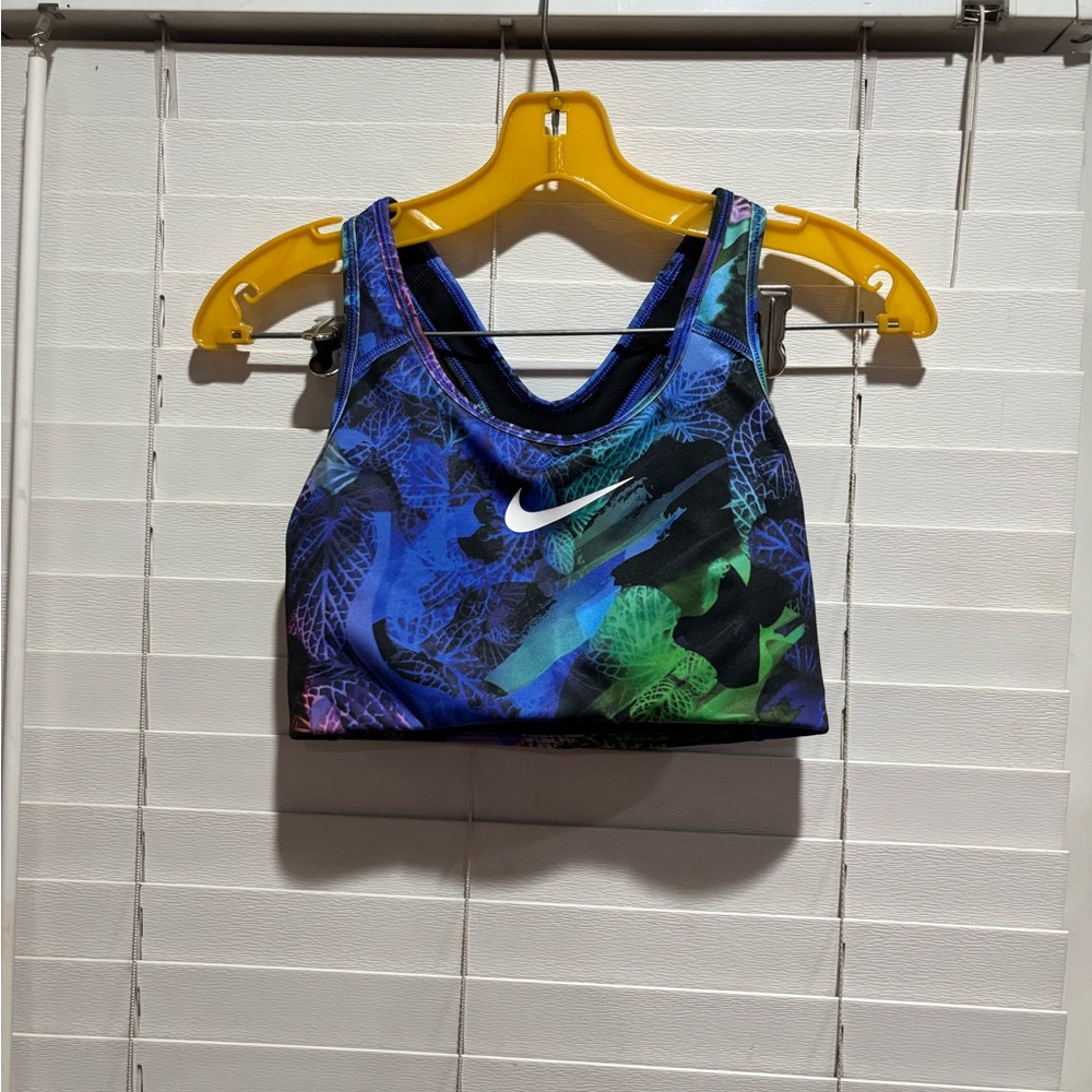 Nike Blue and Green Patterned Sports Bra